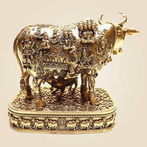 Brass Kamdhenu Cow idol with Calf Idol