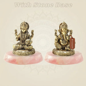 Brass Lakshmi and Ganesha Idol Pair 4" – Detailed Decorative Set - Luxeartisanship