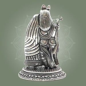 Brass Silver Radha Krishna Statue