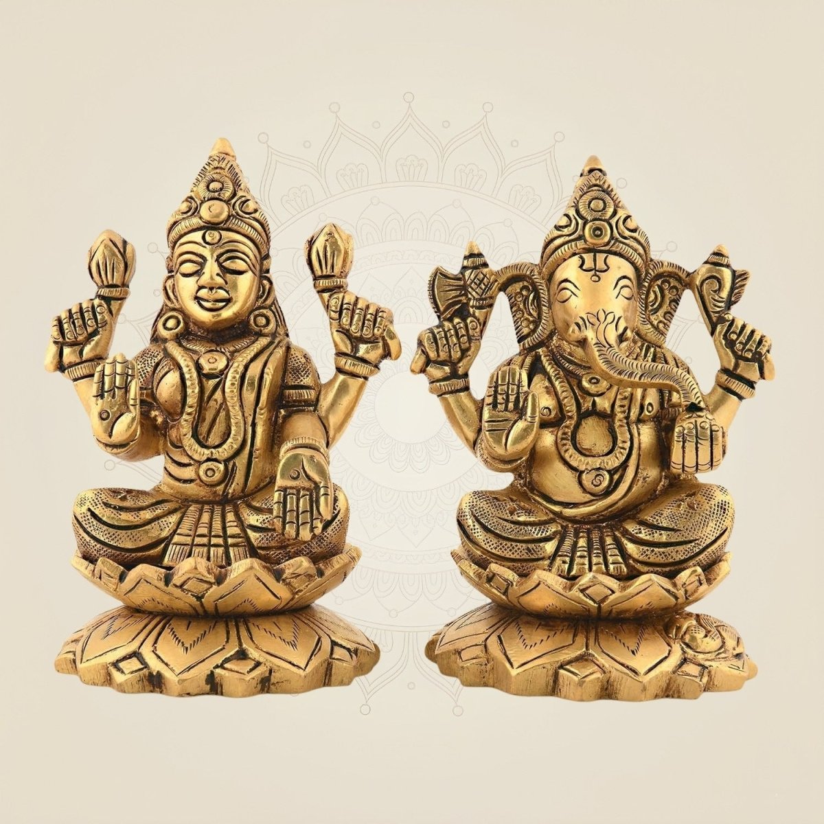 4" Brass Laxmi Ganesh Idol