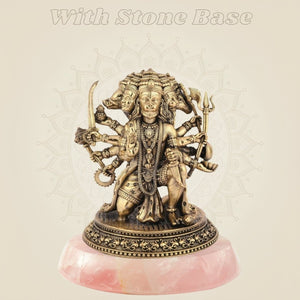 4" Exquisite Brass Panchmukhi Hanuman Idol – Sacred Five - Faced Deity Statue for Puja - Luxeartisanship