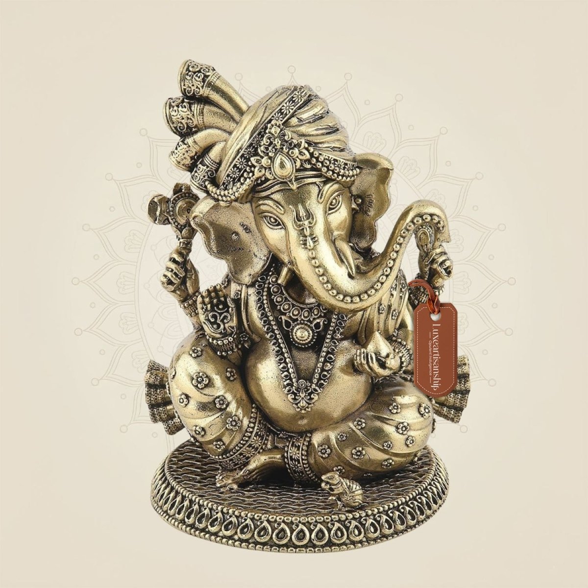 4" Ganesha with Pagdi Brass Idol