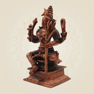 4" Goddess Lalita Devi Rajarajeshwari Idol – Handcrafted Copper Statue of Divine Grace - Luxeartisanship
