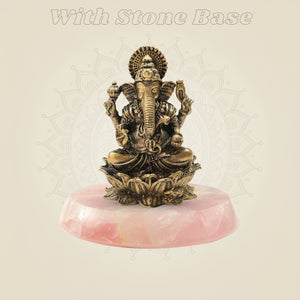 Lord Ganesha Brass Idol on gemstone
