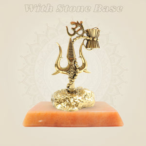 Brass Trishul Idol on gemstone base