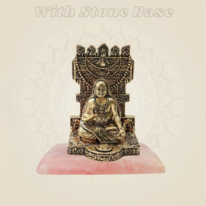 Brass Raghavendra Swamy Statue with stone base
