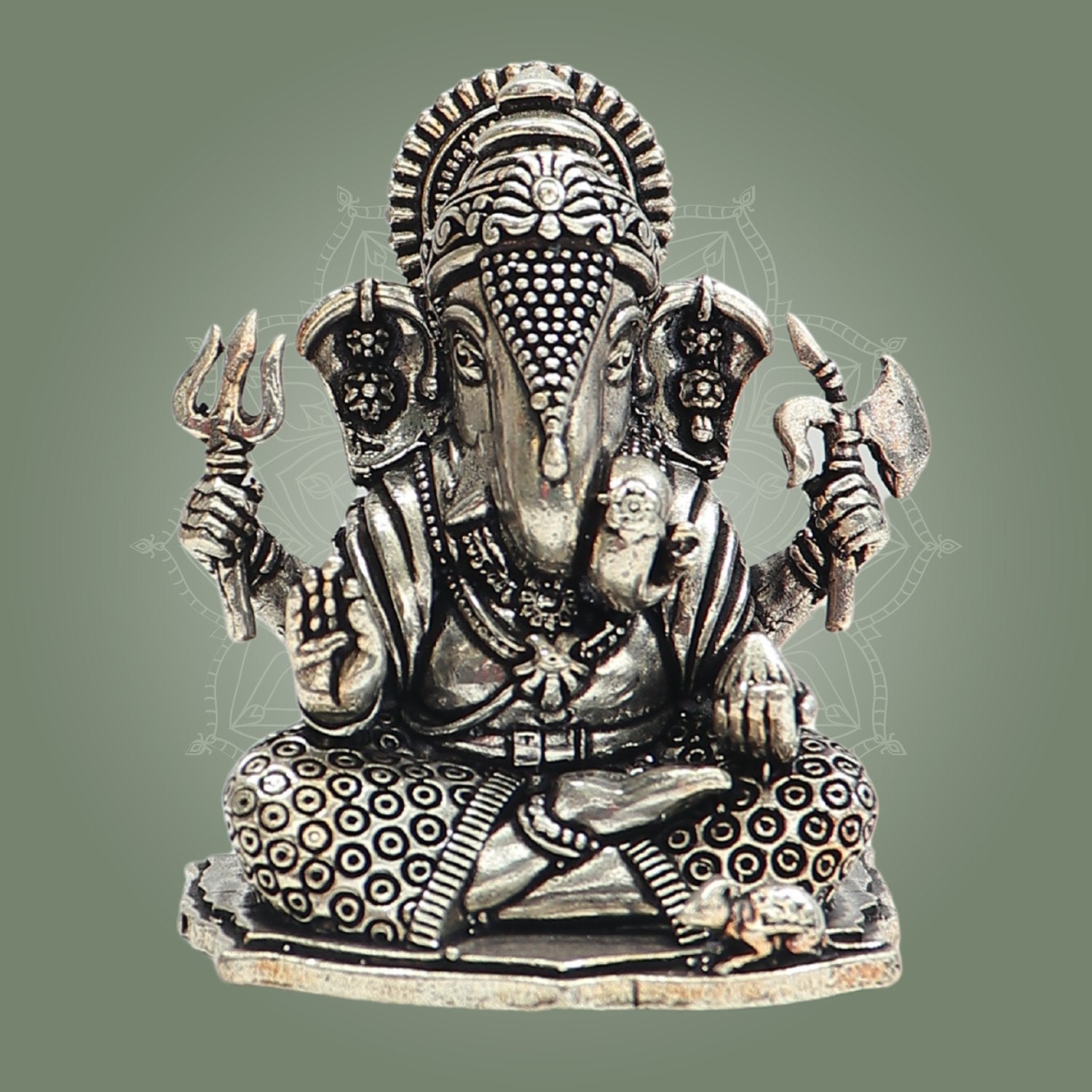 Silver Ganesha Idol Dagdu Seth Brass Murti