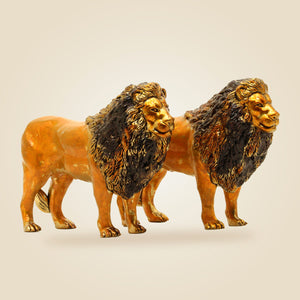 Brass Lion Statue Pair