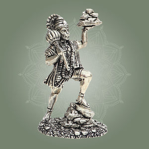 Silver Plated Standing Brass Hanuman Idol