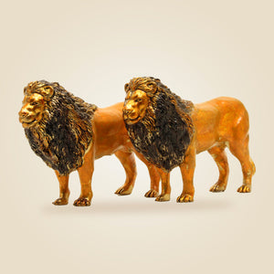 Brass Lion Statue Pair