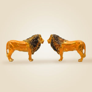 Brass Lion Statue Pair