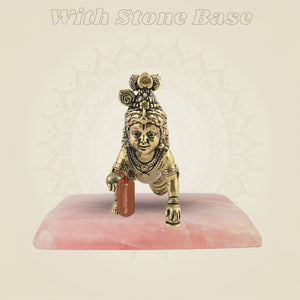 Premium 4 Inch Brass Laddu Gopal Idol for Janmashtami Puja & Home Temple - Luxeartisanship
