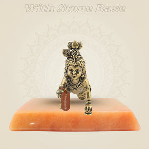 Premium 4 Inch Brass Laddu Gopal Idol for Janmashtami Puja & Home Temple - Luxeartisanship