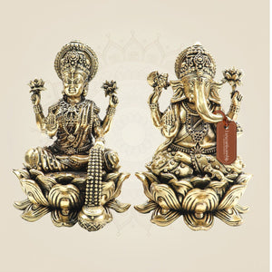 Brass Lakshmi Ganesha Idol Pair