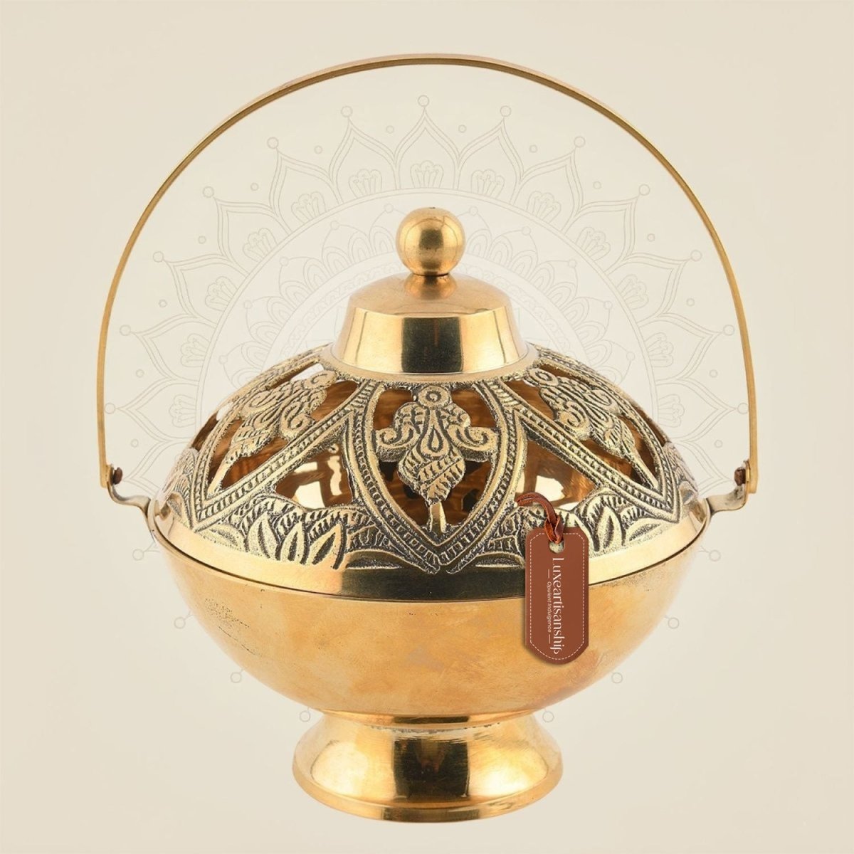 5" Brass Dhoop Dani – Handcrafted Pooja Incense Dhooni Diya for Home