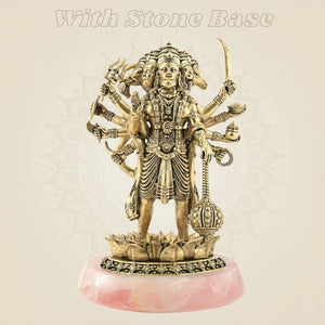 5" Brass Panchmukhi Hanuman Idol – Ten - Armed Superfine Standing Statue - Luxeartisanship
