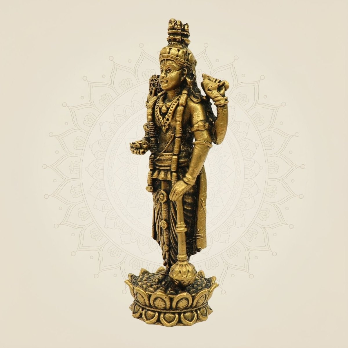 5" Bronze Lord Vishnu Idol – Standing on Lotus for Pooja Decor - Luxeartisanship