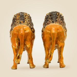 Brass Lion Statue Pair