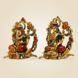 Brass Ganesh Laxmi Idol