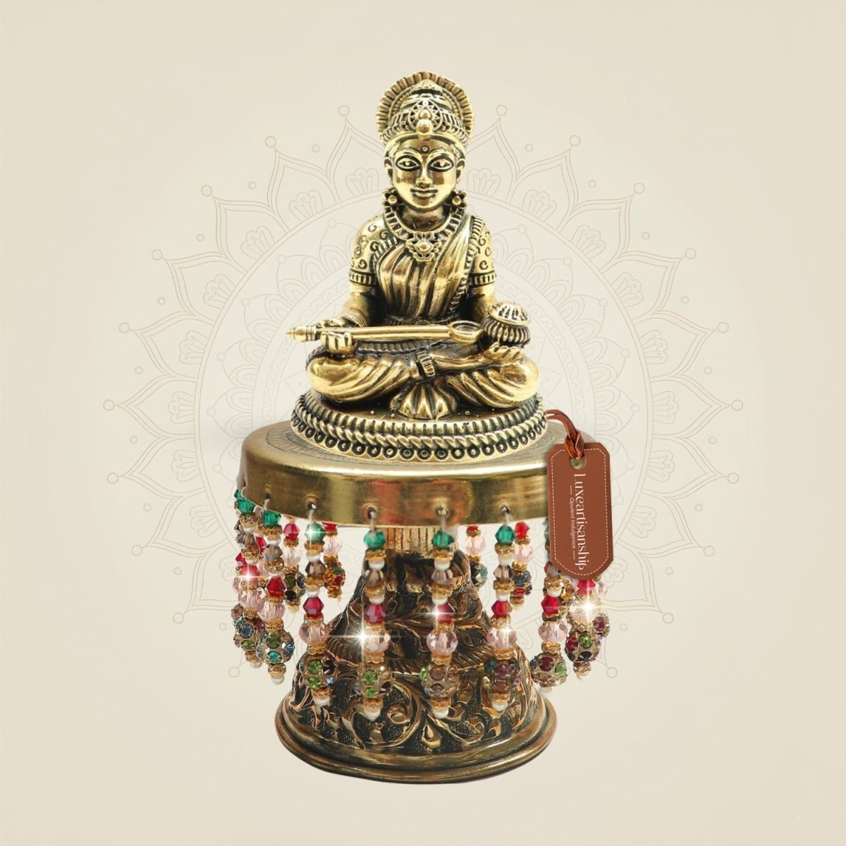 5.75" Annapurna Devi Brass Idol with Chowki – Symbol of Nourishment - Luxeartisanship