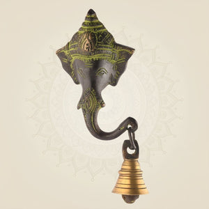 Antique Brass Ganesha Wall Hanging with Bell