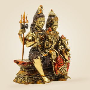 Brass Shiv Parivar Idol 4" – Shiva, Parvati, Ganesh & Kartikeya Family Murti