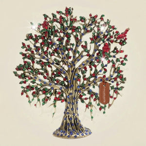 6.25 inch Brass Kalpavriksha Tree with Multicolour Jewellery Stone Detailing