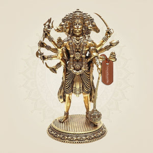 Standing Brass Panchmukhi Hanuman Idol