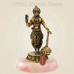 Standing Hanuman Bronze Idol on gemstone base