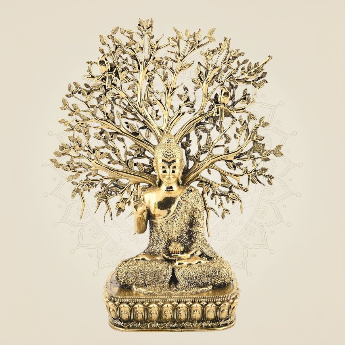 Brass Buddha Under Bodhi Tree
