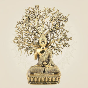 Brass Buddha Under Bodhi Tree