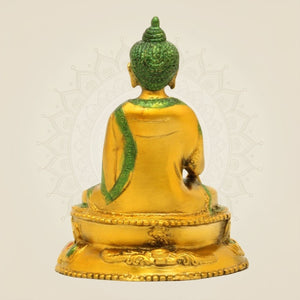Hand - Painted Brass Buddha Statue - Luxeartisanship