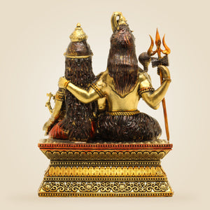 Brass Shiv Parivar Idol 4" – Shiva, Parvati, Ganesh & Kartikeya Family Murti