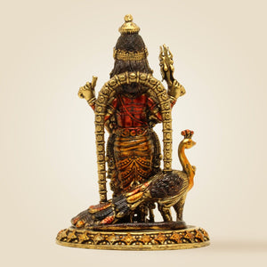 Lord Murugan Brass Idol with Peacock