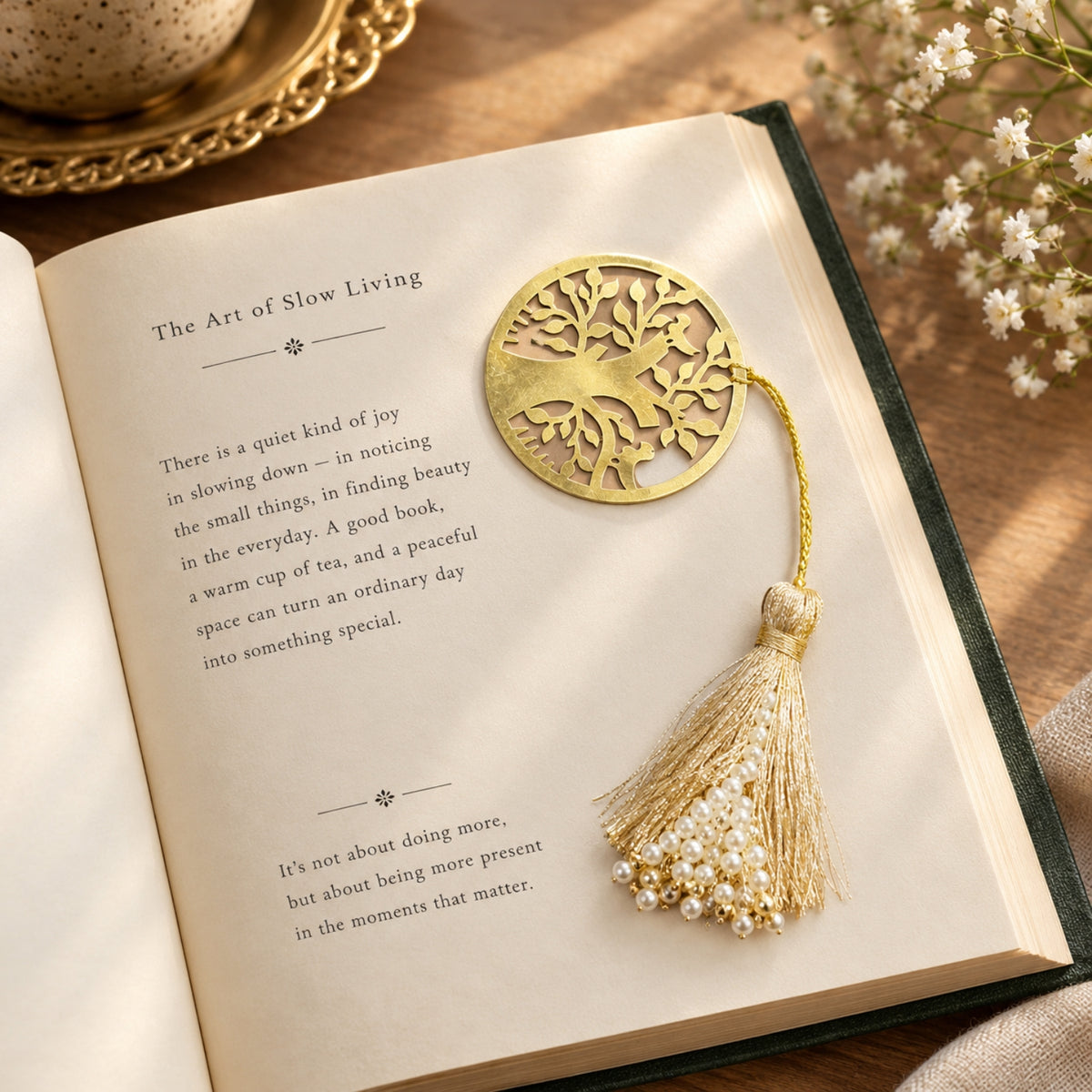 Premium Brass Kalpavriksha Bookmark with Tree Motif Elegant Keepsake for Readers