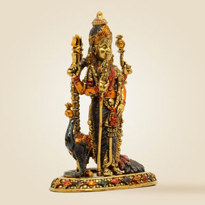 Lord Murugan Brass Idol with Peacock
