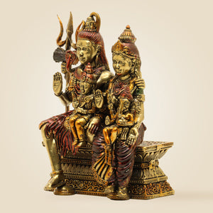 Brass Shiv Parivar Idol 4" – Shiva, Parvati, Ganesh & Kartikeya Family Murti