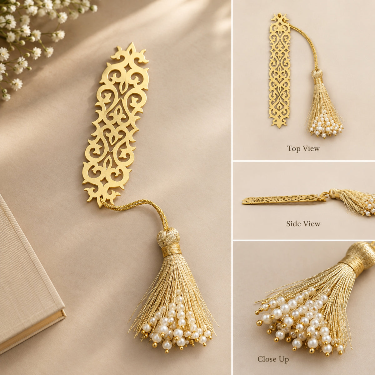 Brass Filigree Bookmark with Geometric Design for Readers and Premium Gifting