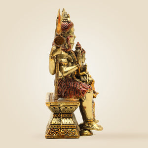 Brass Shiv Parivar Idol 4" – Shiva, Parvati, Ganesh & Kartikeya Family Murti