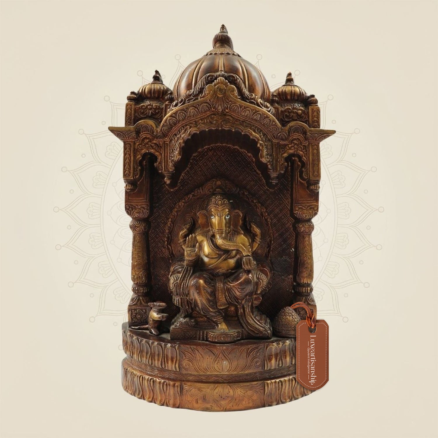 16.5" Seated Brass Ganesh Idol