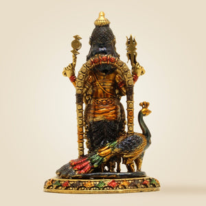 Lord Murugan Brass Idol with Peacock