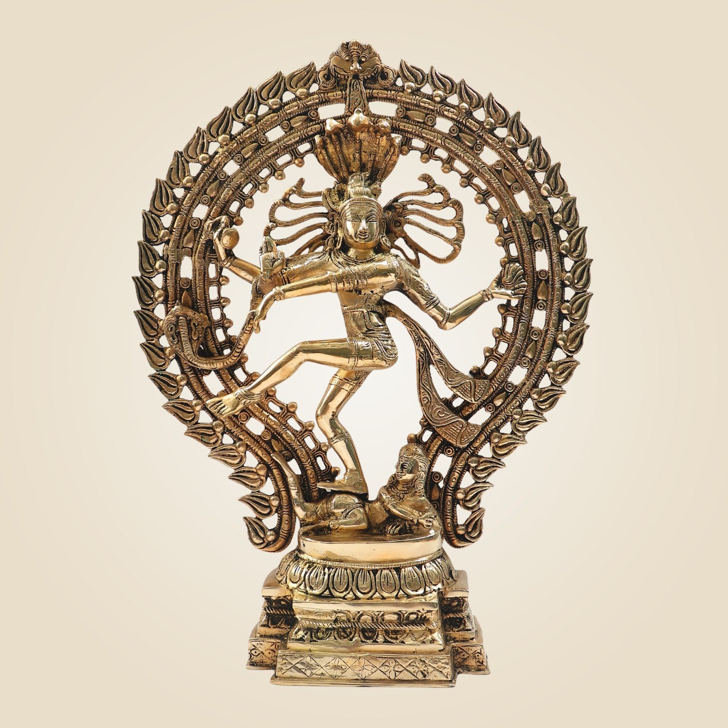 Brass Nataraja Murti 21.5" - Big Size Lord Shiva in Cosmic Dance Form Idol