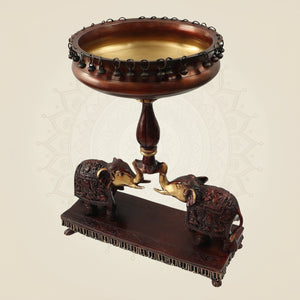 Pure Brass Urli with Elephant Stand
