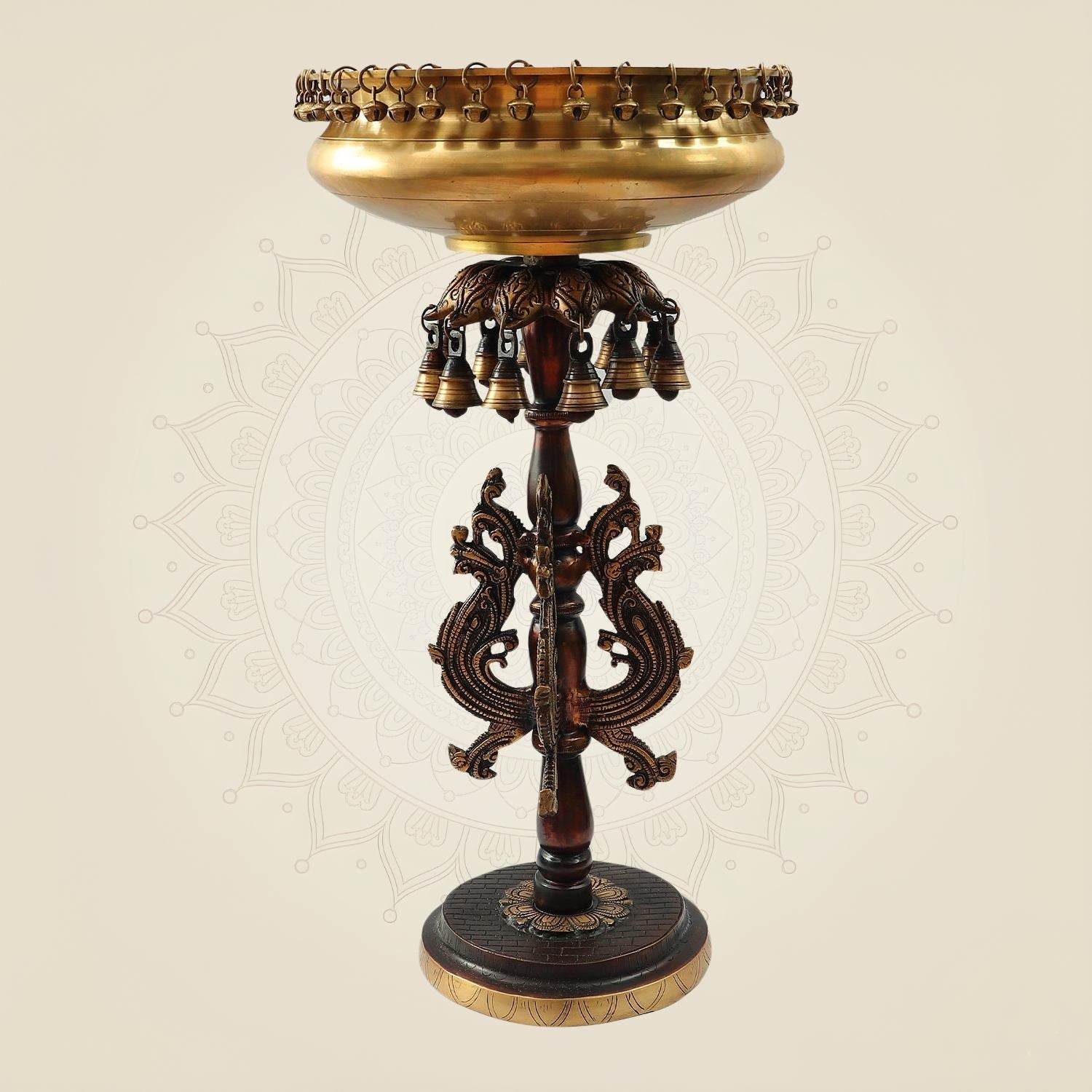 Brass Urli on Decorative Stand 24.25"– Modern Festive & Home Décor Piece
