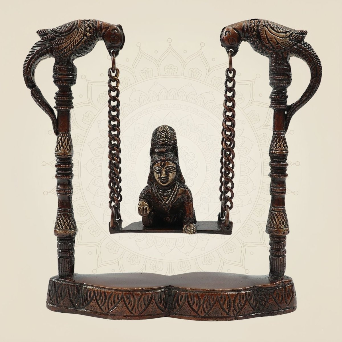 8" Brass Laddu Gopal Idol on Jhula