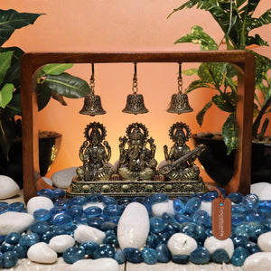 Laxmi Ganesha Saraswati Set in Wooden Frame