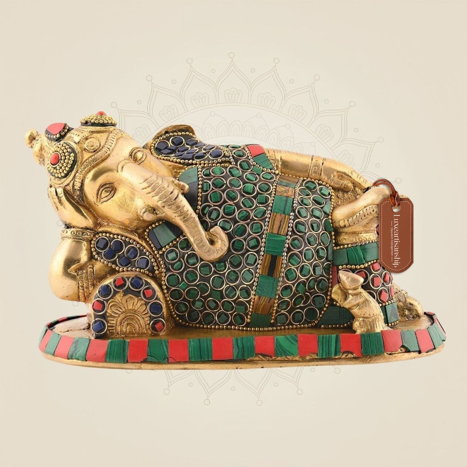Relaxing Ganesha Brass Idol 4.5″