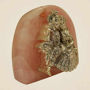 999 Silver Plated Radha Krishna Idol on Stone Base | Spiritual Gift for Home & Temple - Luxeartisanship