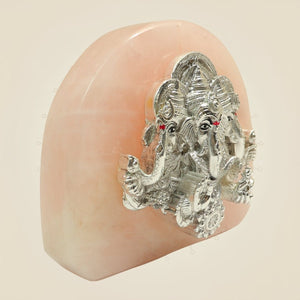 999 Silver Plated Trimukhi Ganesh Murti on Stone Base – Vastu & Prosperity Idol - Luxeartisanship