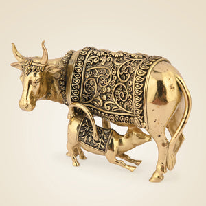 Brass Kamdhenu Cow Idol with Calf